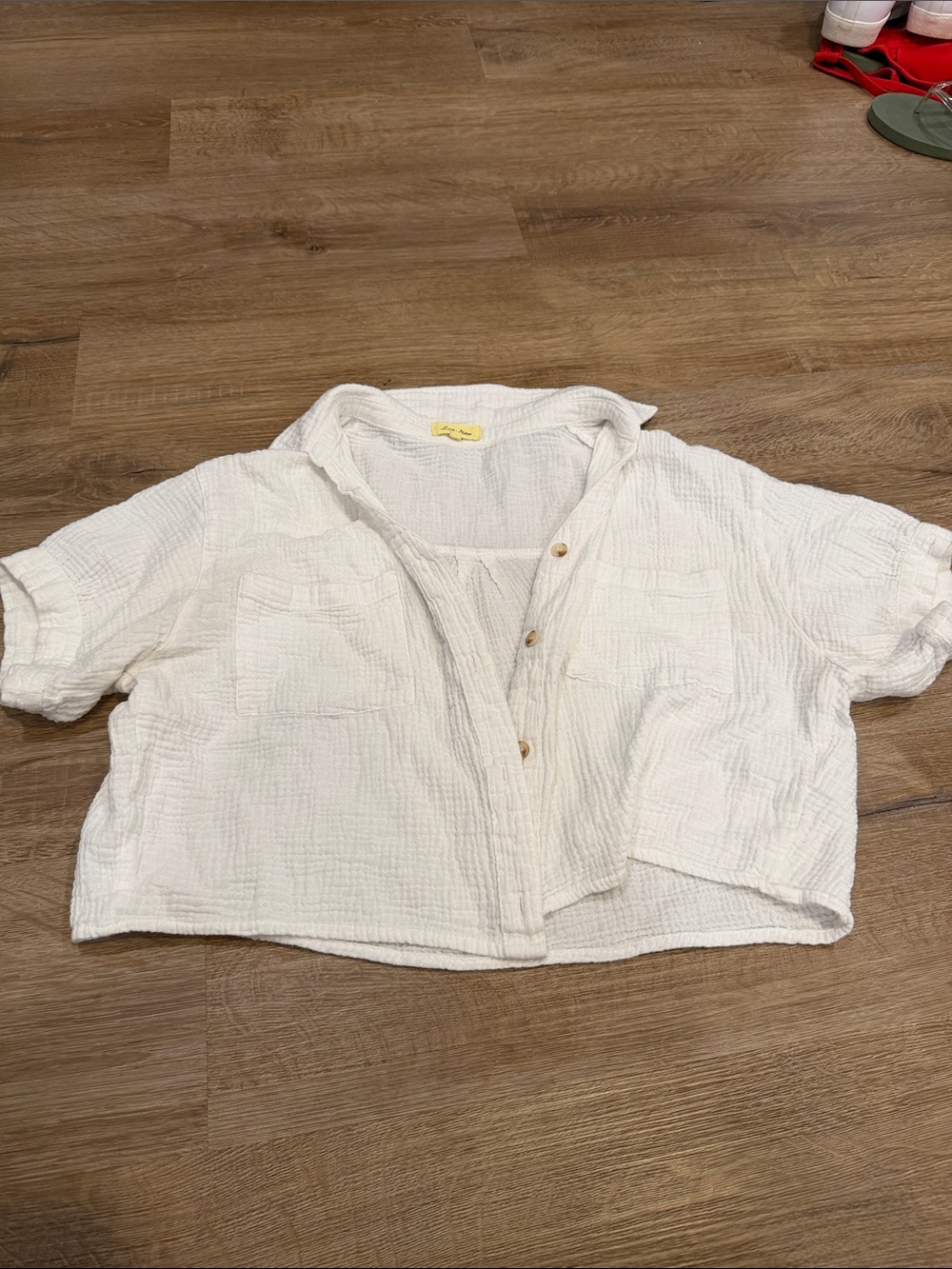 T.J.Maxx White Cropped Button-Front Top